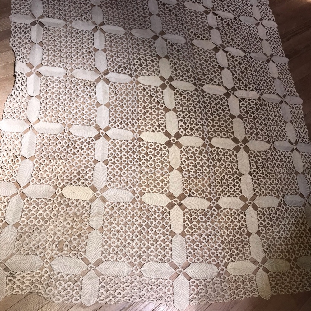 Vintage Rectangular Crocheted Table Cover  Ecru